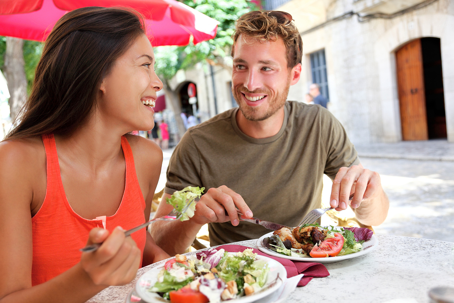 Millennials' food choices, couple eating salad