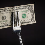 Report: Overall Food Prices Remain Steady, But Food at Home Index Falls food prices, dollar bill on a fork
