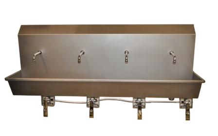 Knee-operated hand-washing sink