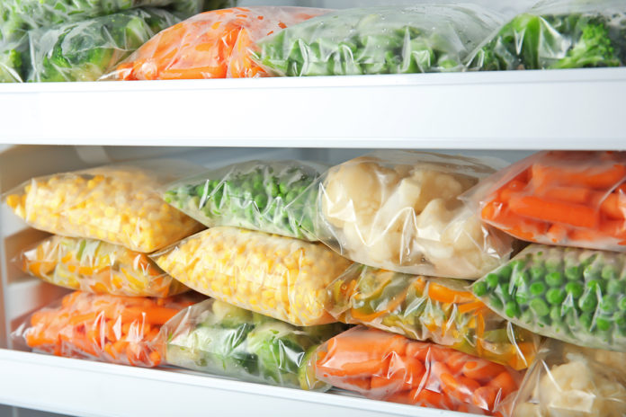 frozen vegetables in refrigerator