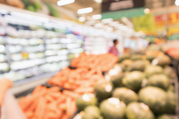 Abstract Supermarket Grocery Store Blurred Defocused Background