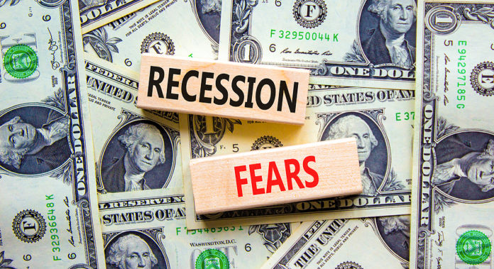 Recession Fears Symbol. Concept Words Recession Fears On Wooden