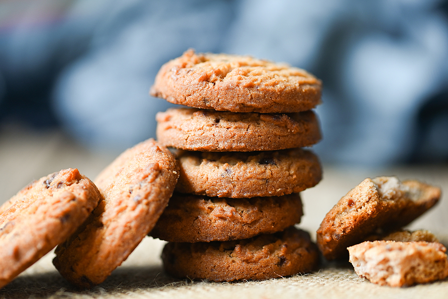 Cookies On Wooden And Dark Background, Delicious Sweet Dessert C