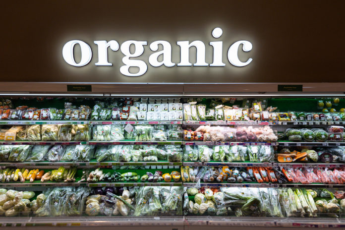Organic Produce At Chilled Section Of Supermarket