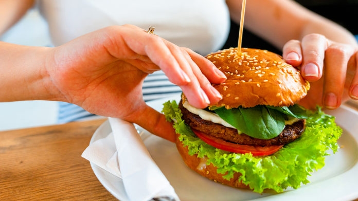 Veggie Burger Healthy Vegan Food. Salad, Avocado, Vegetable On V