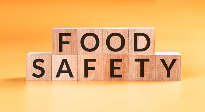 Food Safety Word Written On Wood Block On Yellow Background