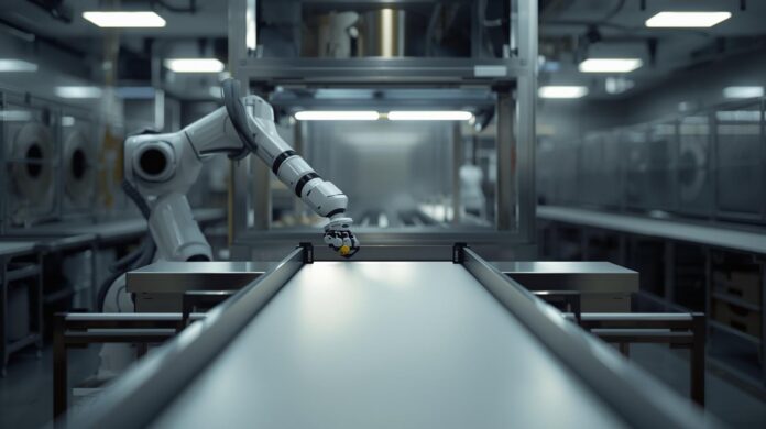 robot arm working at station